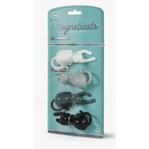 NEW Fred Cat Magnets Magneticats Set of 4 Black White & Grey Cats Kitchen Decor